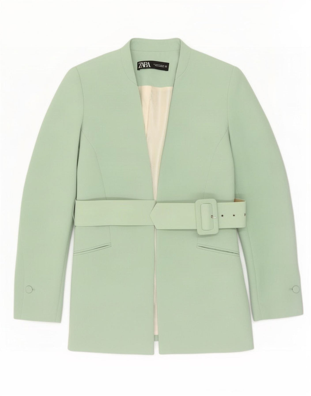 Zara Veste Blazer Femme UK 14 Polyester Vert Moyen