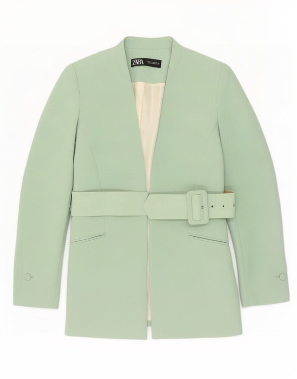 Zara Veste Blazer Femme UK 14 Polyester Vert Moyen