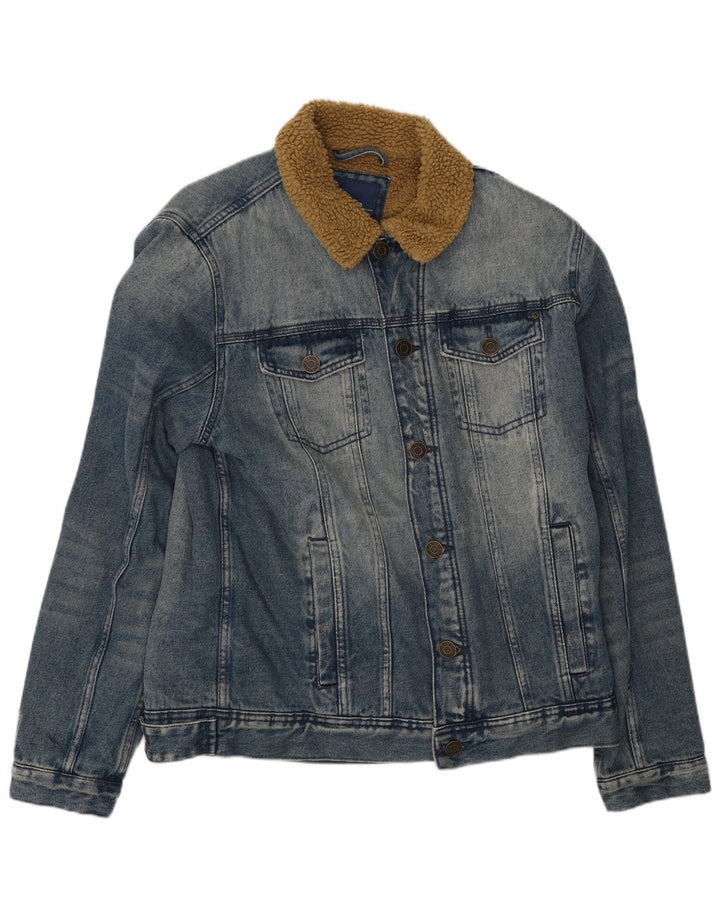 Blend Mens Denim Sherpa Jacket UK 40 Grand Bleu Coton