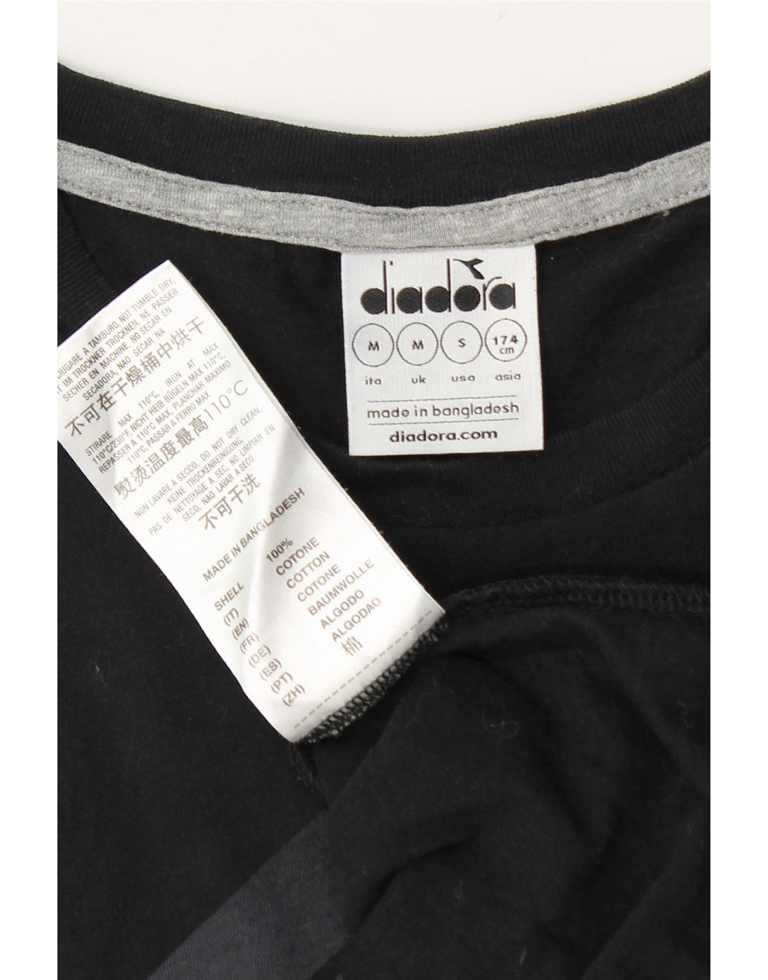 Diadora T-Shirt Graphique Haut Noir Moyen Coton Homme
