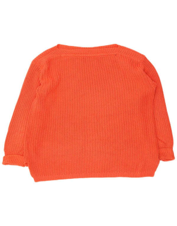 Marks & Spencer Womens Boat Neck Jumper Sweater UK 12 Medium Orange