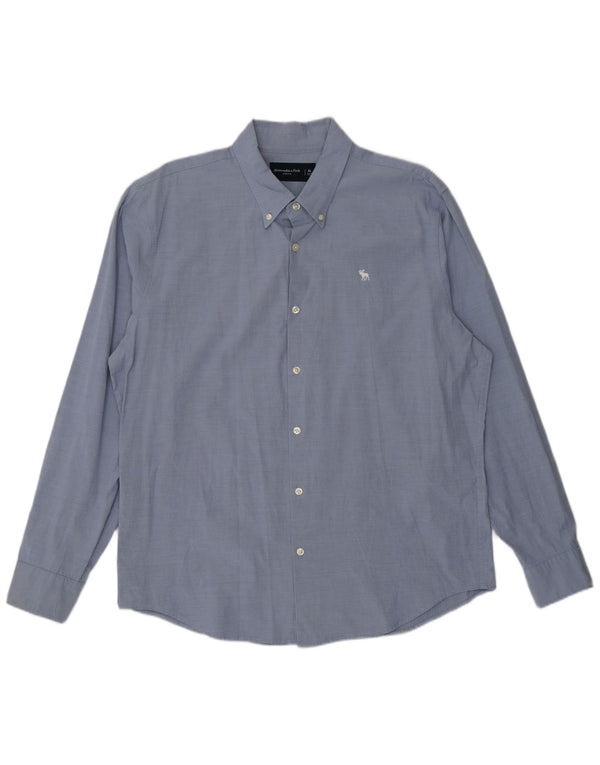 Abercrombie & Fitch Chemise stretch pour homme XL en coton à fines rayures bleues