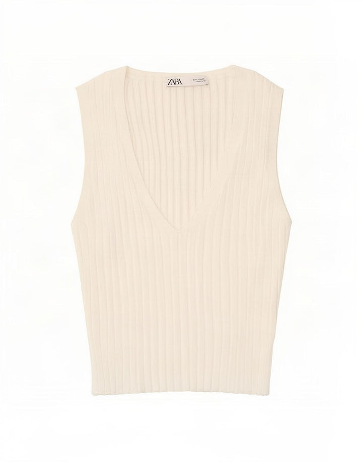 Zara Femme Débardeur UK 8 Petit Blanc