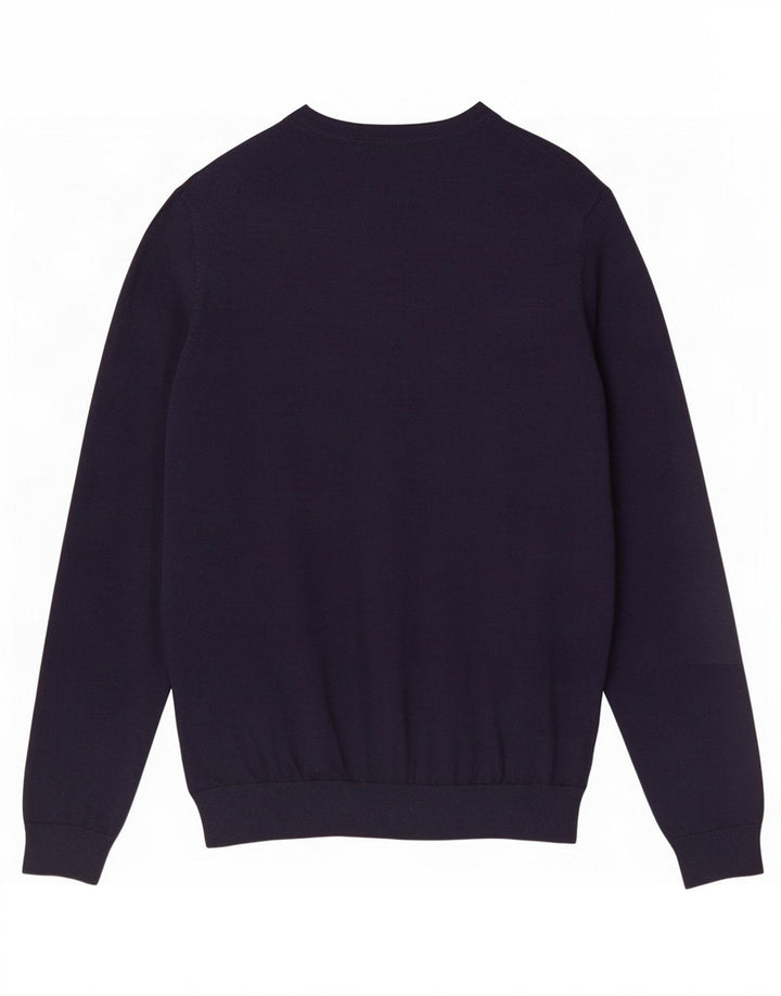Marks & Spencer Pull col bateau pour homme en laine mérinos bleu marine moyen