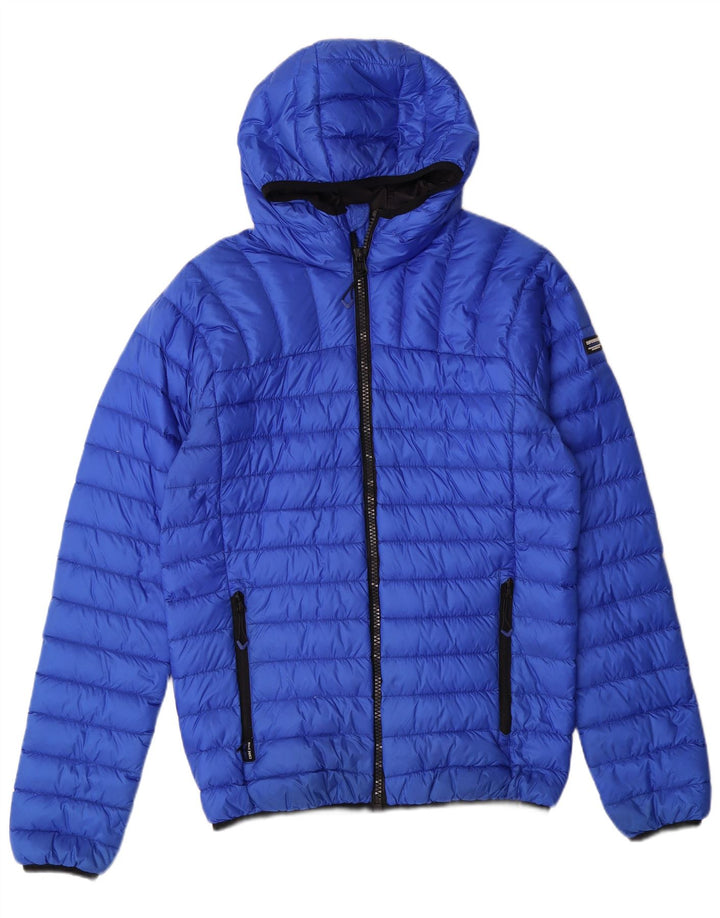 SUPERDRY Veste matelassée à capuche Core pour hommes UK 36 Small Bleu Nylon