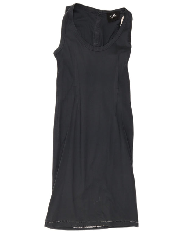 Dolce & Gabbana Robe t-shirt sans manches pour femme UK 8 Petit coton bleu marine