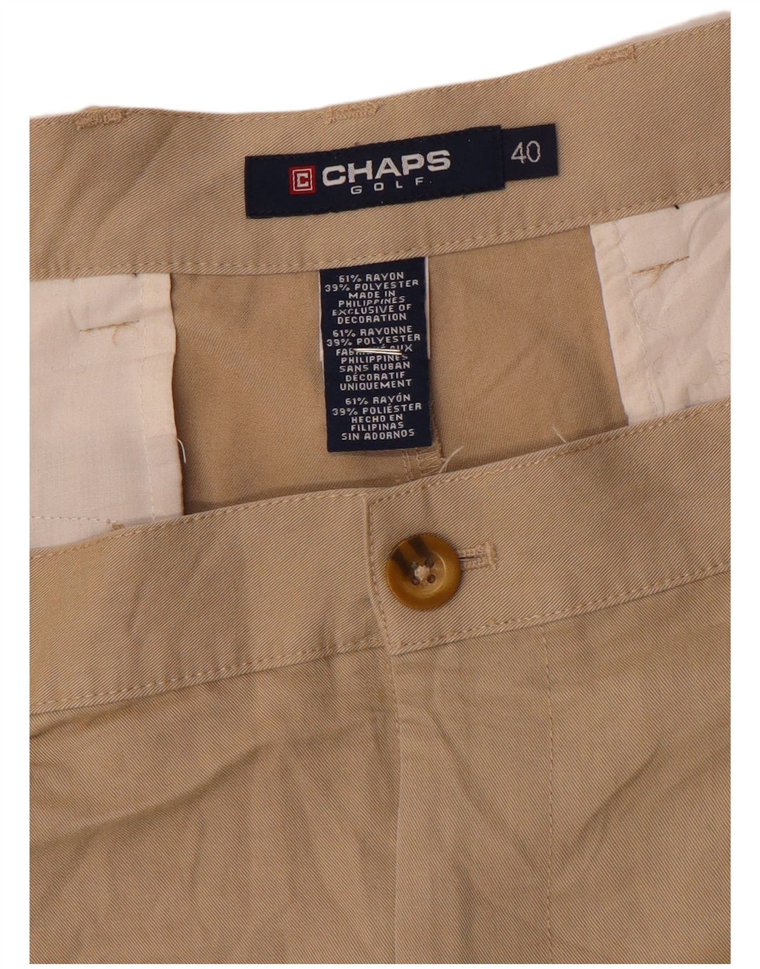 Chaps Short Chino Homme W40 XL Rayonne Beige