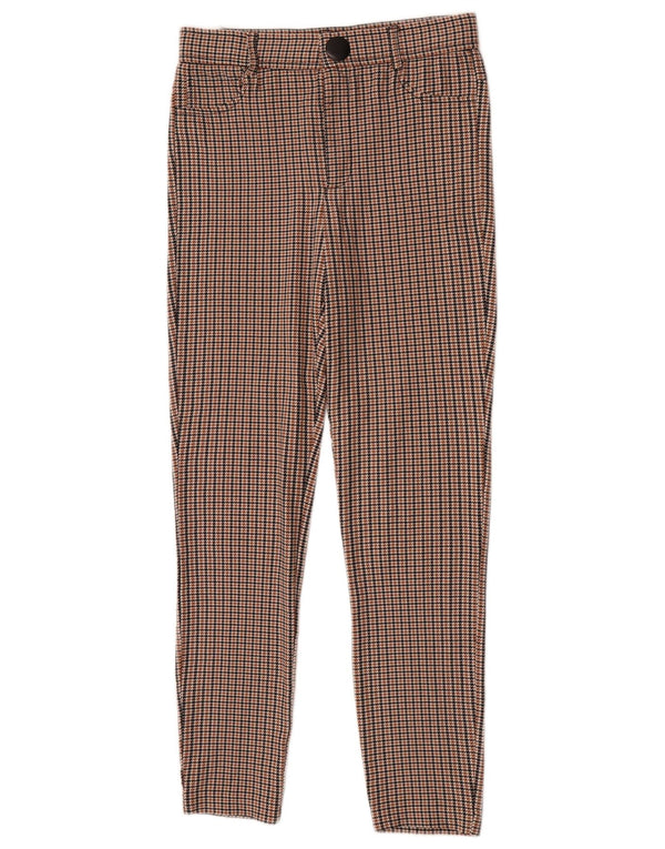Pantalon décontracté slim femme Zara Medium W28 L27 Viscose pied-de-poule marron