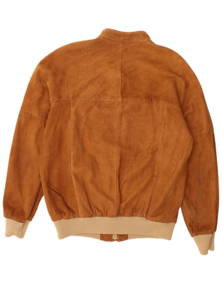 Veste Bomber En Daim Vintage Homme IT 52 XL Cuir Marron