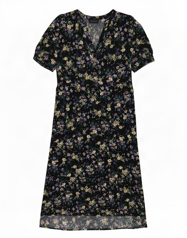 Marks & Spencer Robe longue pour femme UK 12 Viscose florale noire moyenne
