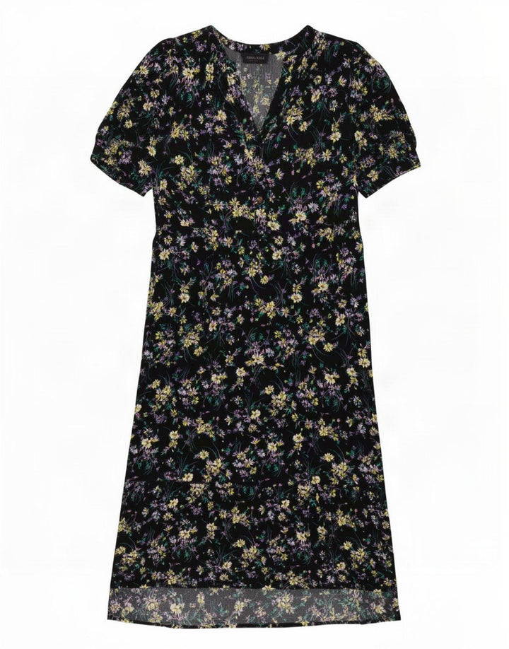 Marks & Spencer Robe longue pour femme UK 12 Viscose florale noire moyenne