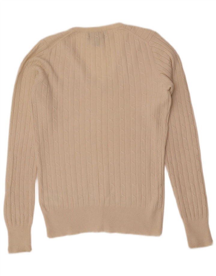Gant Pull col V pour femme UK 14 Large Blanc cassé en laine