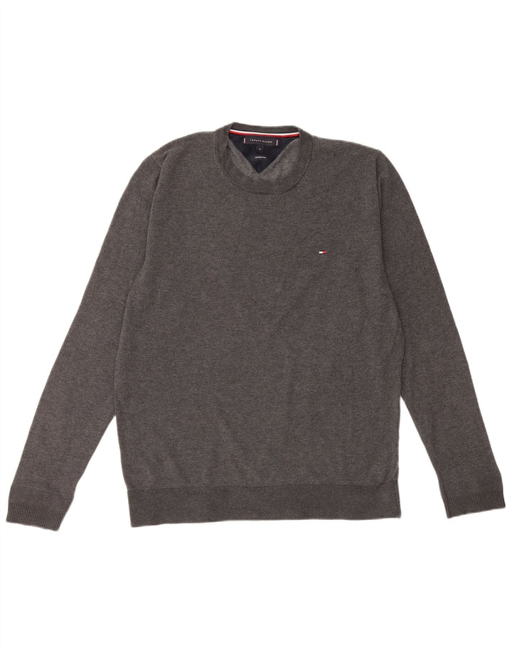 TOMMY HILFIGER Pull Col Ras du Cou Homme Gris Moyen Coton