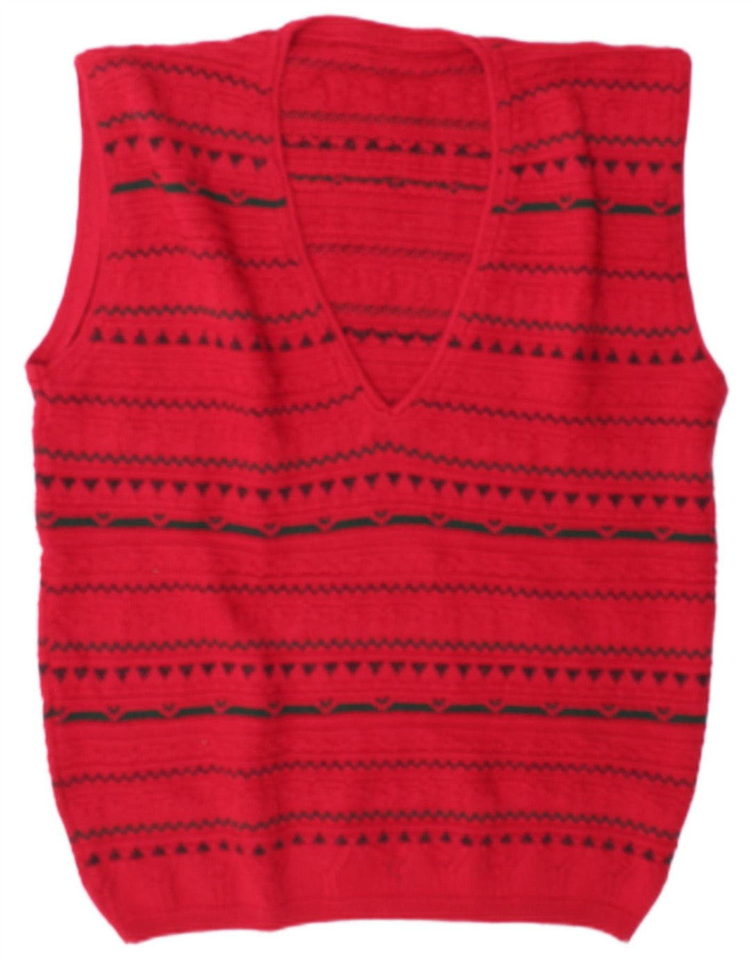 vintage Mens Vest Tank Top XL Rouge Géométrique