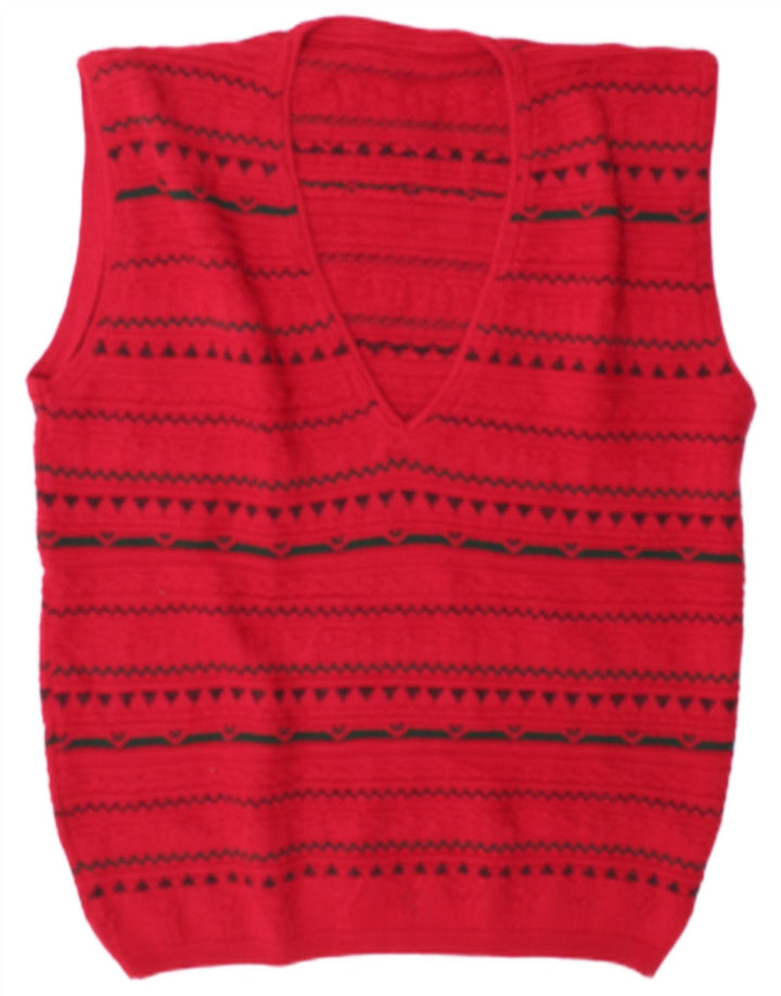 vintage Mens Vest Tank Top XL Rouge Géométrique