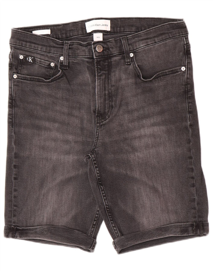 Calvin Klein Short en Jean Slim W33 Homme Gris Moyen Coton