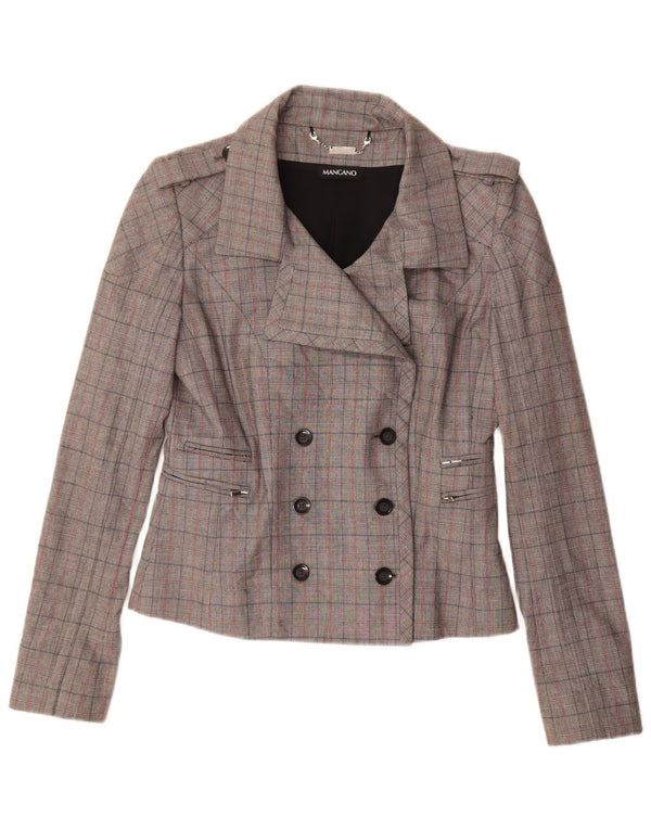 Veste Blazer Double Boutonnage Femme Vintage IT 44 Chèque Gris Moyen