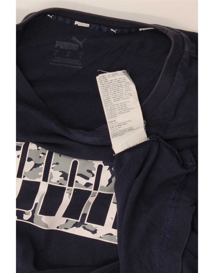 Puma T-shirt graphique pour hommes, grand, bleu marine, coton