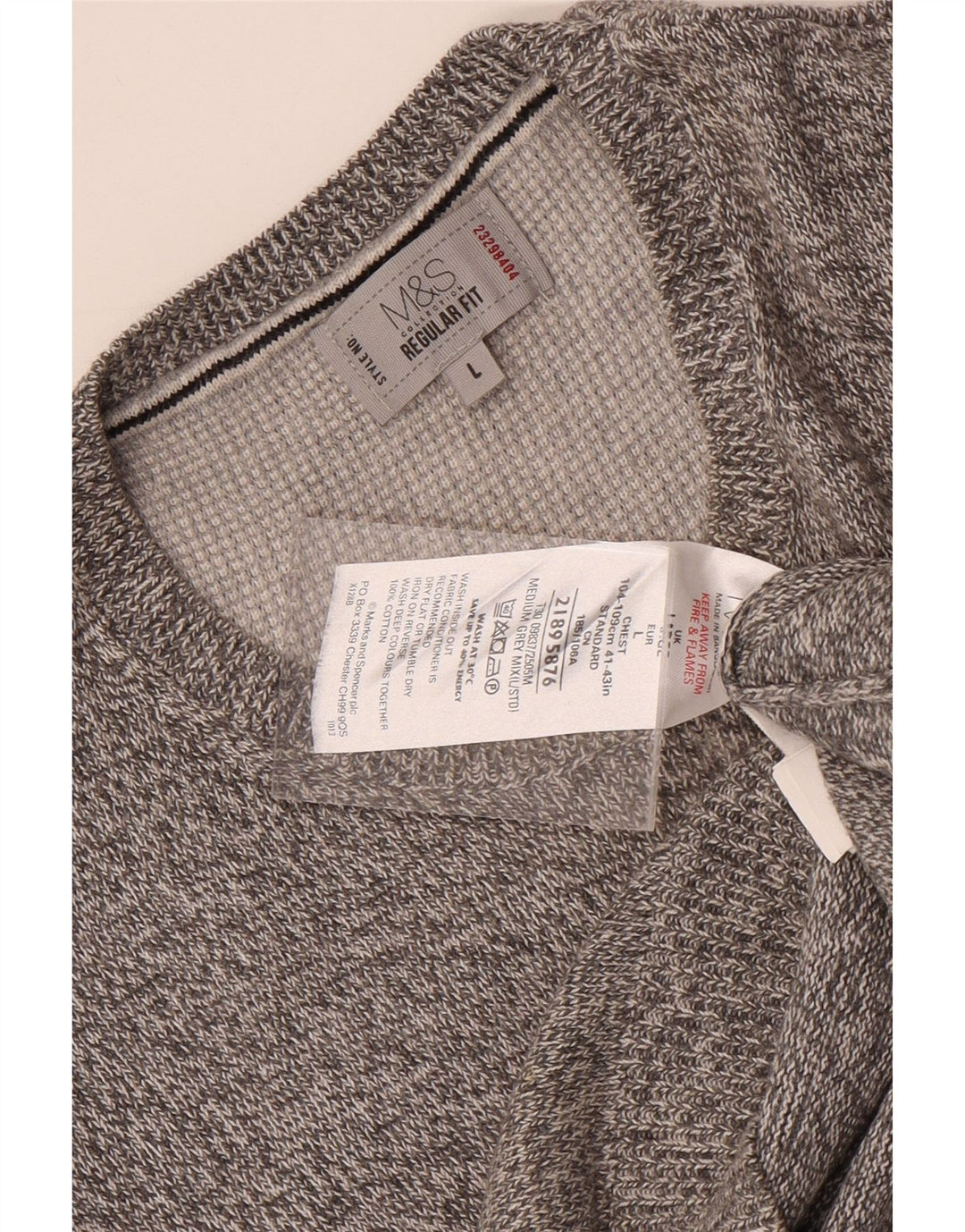 Marks & Spencer Pull ras du cou pour homme, grand gris moucheté