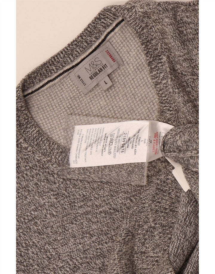 Marks & Spencer Pull ras du cou pour homme, grand gris moucheté
