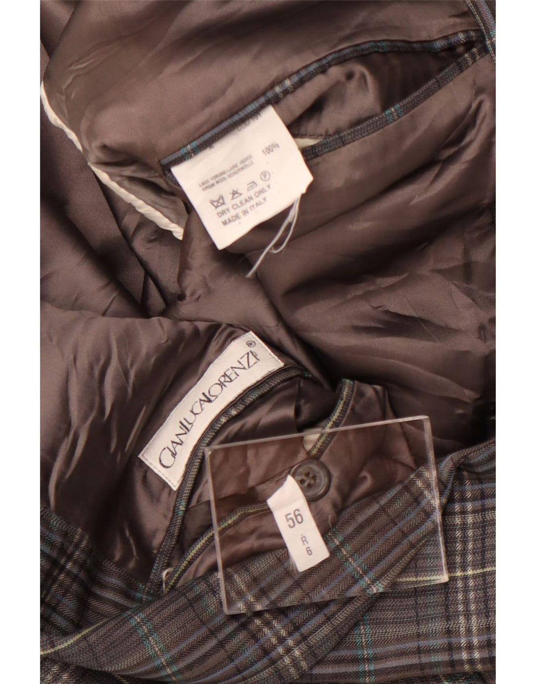 Gianluca Lorenzi Veste blazer à 2 boutons pour homme IT 56 3XL Gris à carreaux en laine