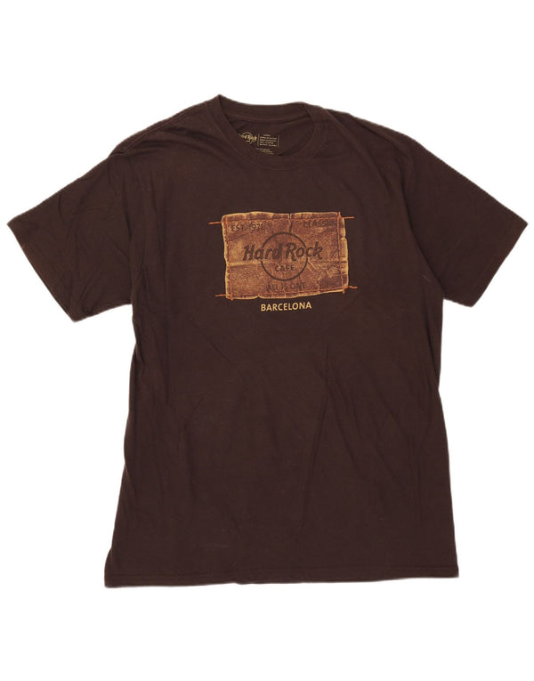 Hard Rock Cafe T-shirt graphique Barcelona pour hommes, grand coton marron