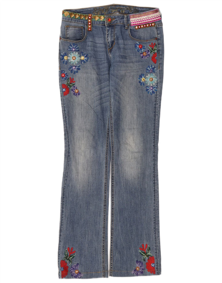 Desigual Jean Bootcut Femme W32 L32 Bleu Floral