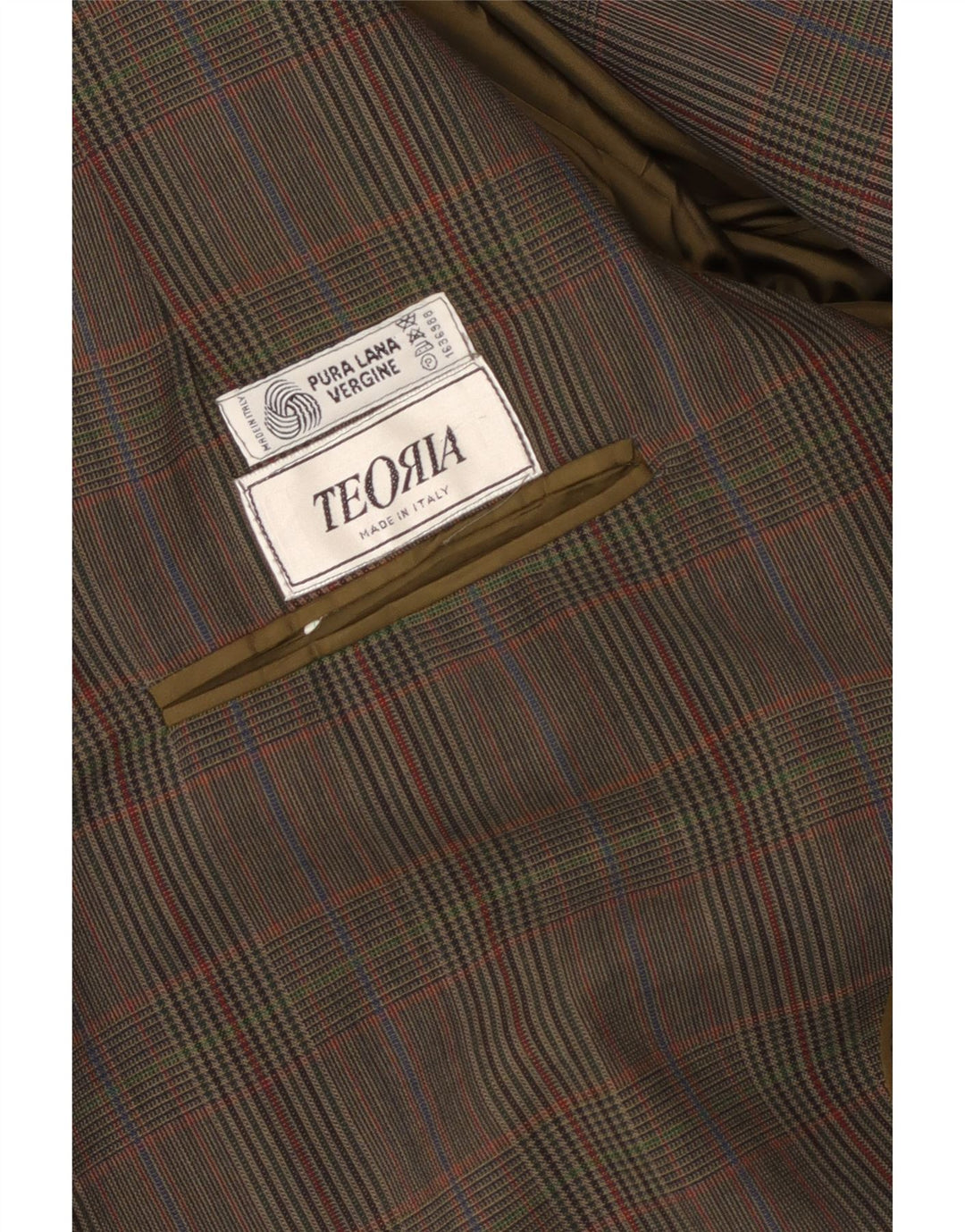 vintage Mens 2 Button Blazer Jacket UK 40 Grande laine vierge à carreaux bruns