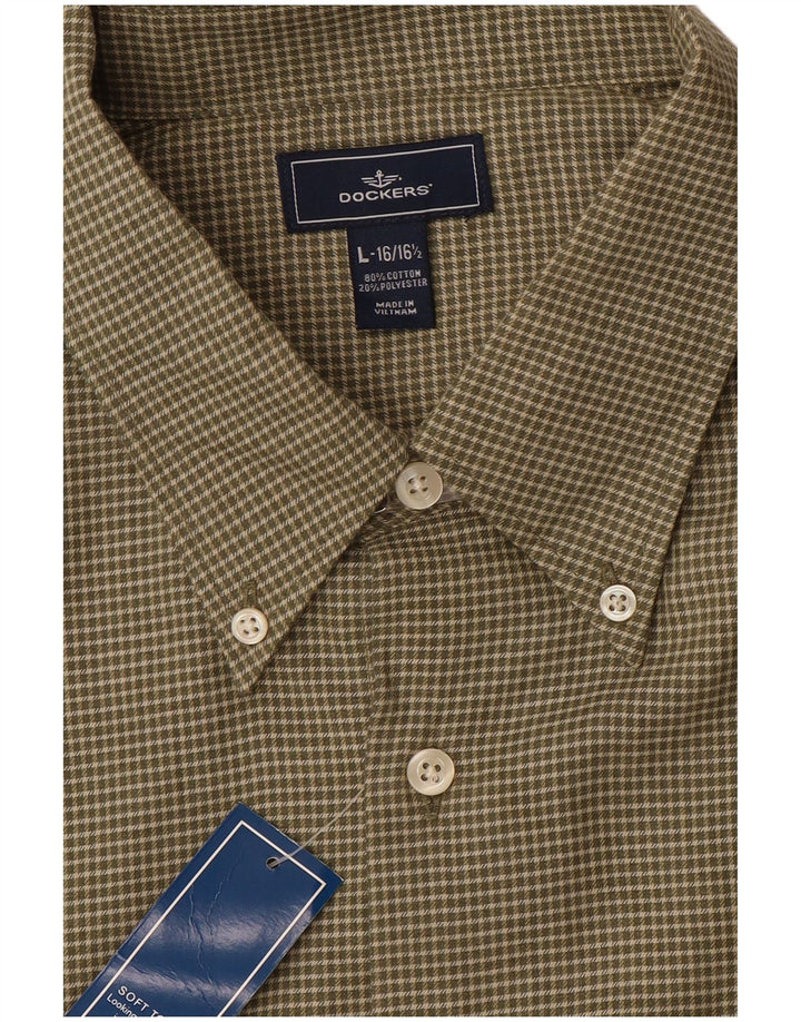 DOCKERS Chemise Homme Taille 16 1/2 Grand Kaki Check Coton