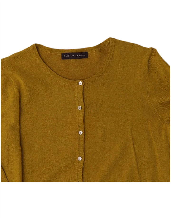 MARKS & SPENCER Pull Cardigan Femme UK 10 Petit Jaune