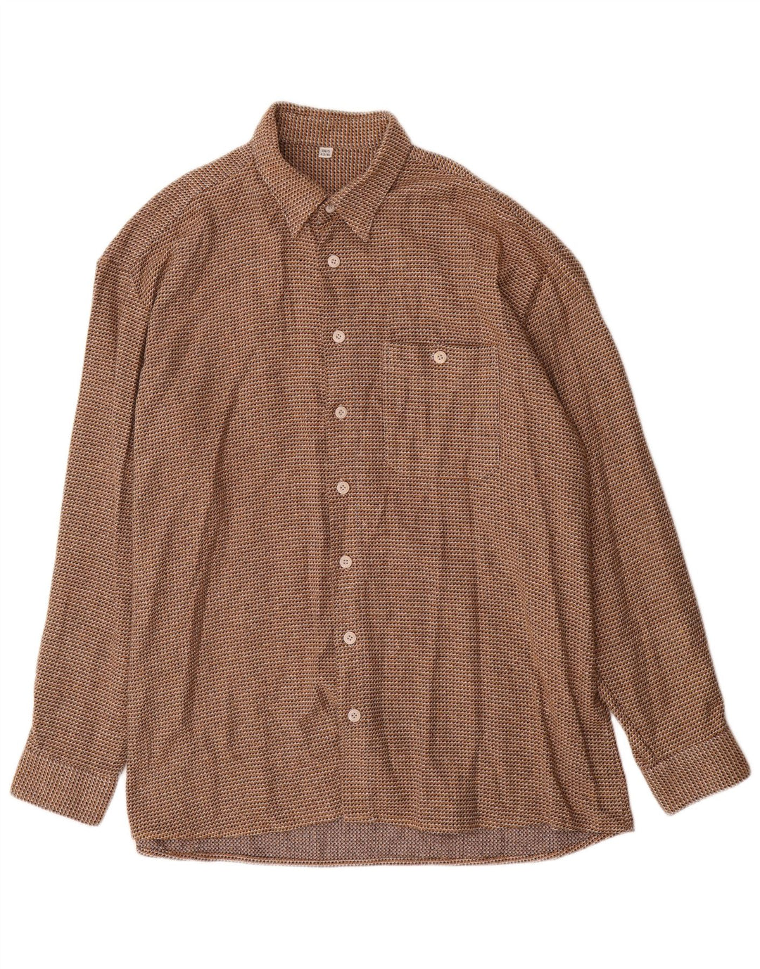 vintage Chemise Homme Taille 43 XL Marron Pied-de-poule Coton