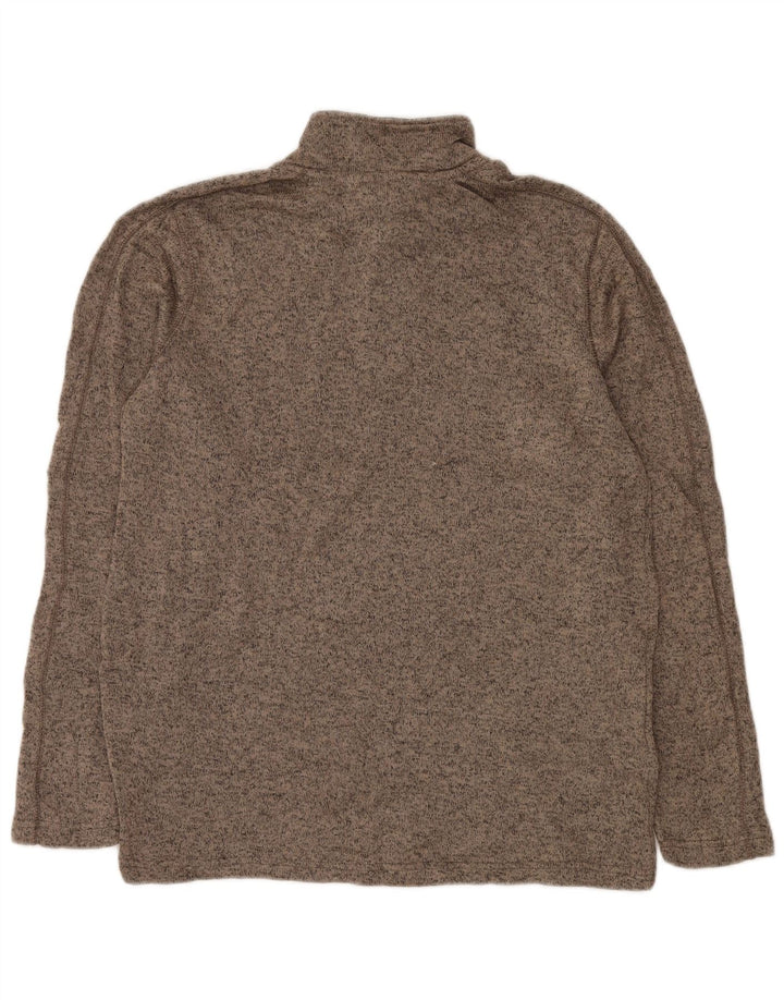 EDDIE BAUER Sweat-shirt à col zippé pour homme Grand polyester moucheté beige