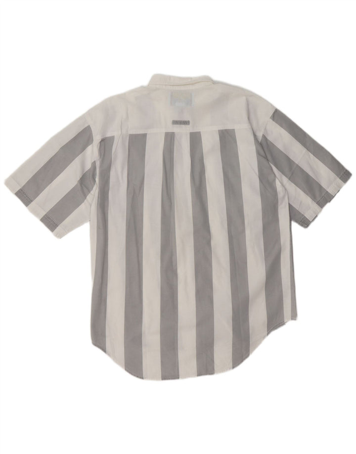 BUGLE BOY Chemise à manches courtes pour homme en coton rayé blanc moyen