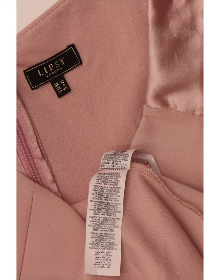 Lipsy Robe à volants sur le devant et épaules dénudées pour femme UK 42 Rose moyen Polyester