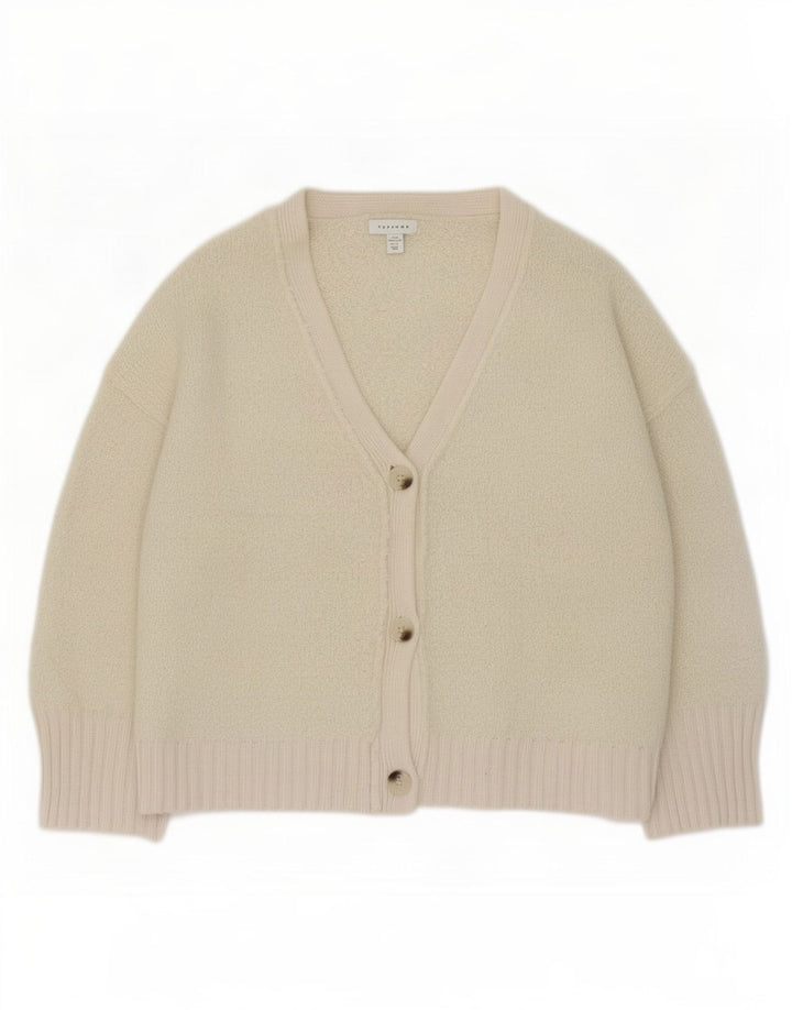 Topshop Cardigan surdimensionné pour femme UK 10 Petit polyester blanc cassé