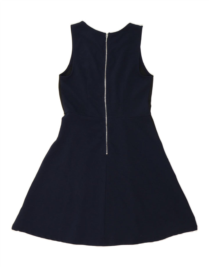 MOSSIMO Womens Sleeveless A-Line Dress UK 12 Medium Navy Blue Colourblock Vintage Mossimo and Second-Hand Mossimo from Messina Hembry 