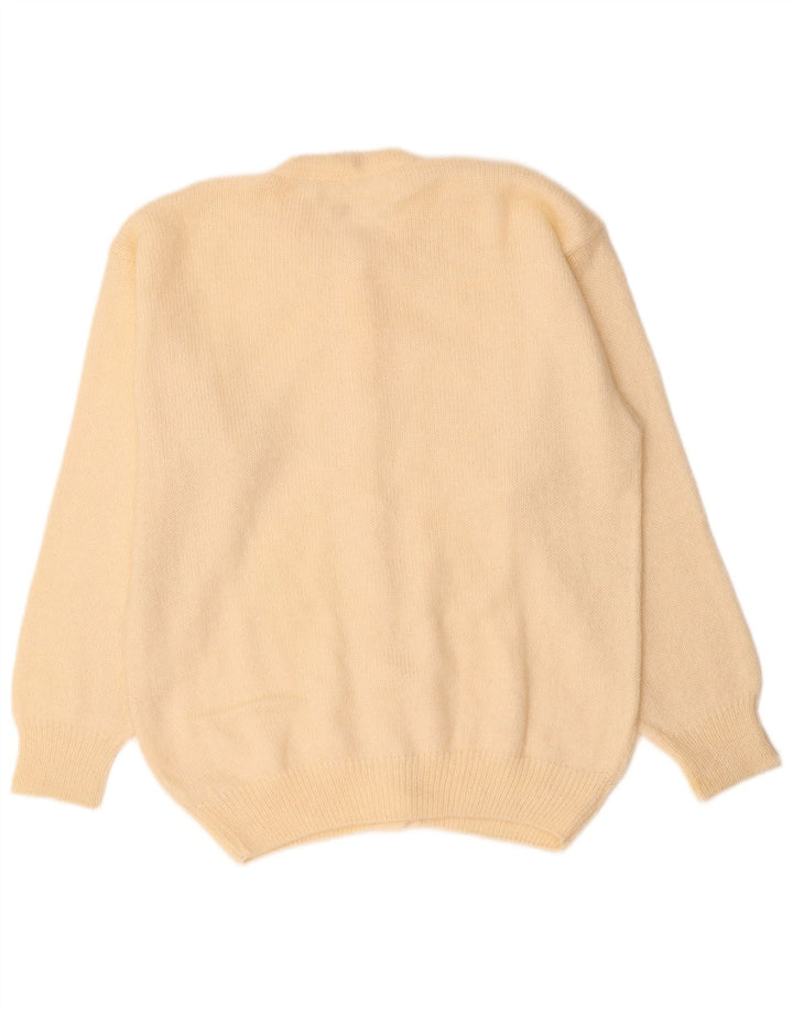 VINTAGE Pull Cardigan Femme UK 14 Moyen Off White Mohair