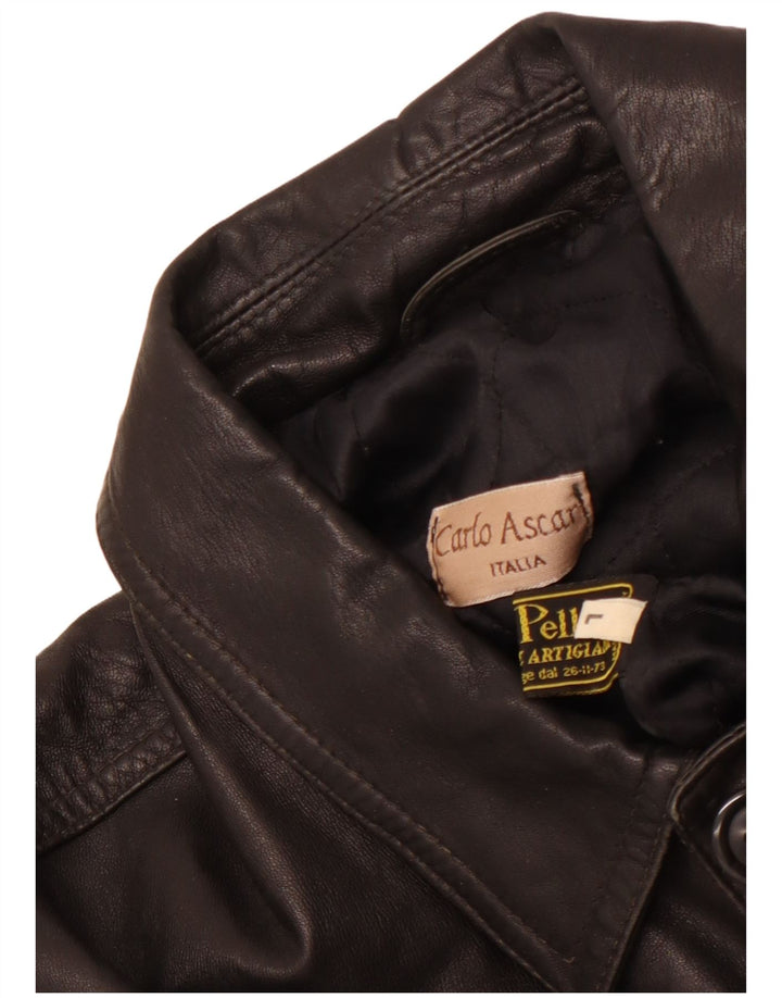 VINTAGE Veste en cuir homme UK 40 Grand cuir noir