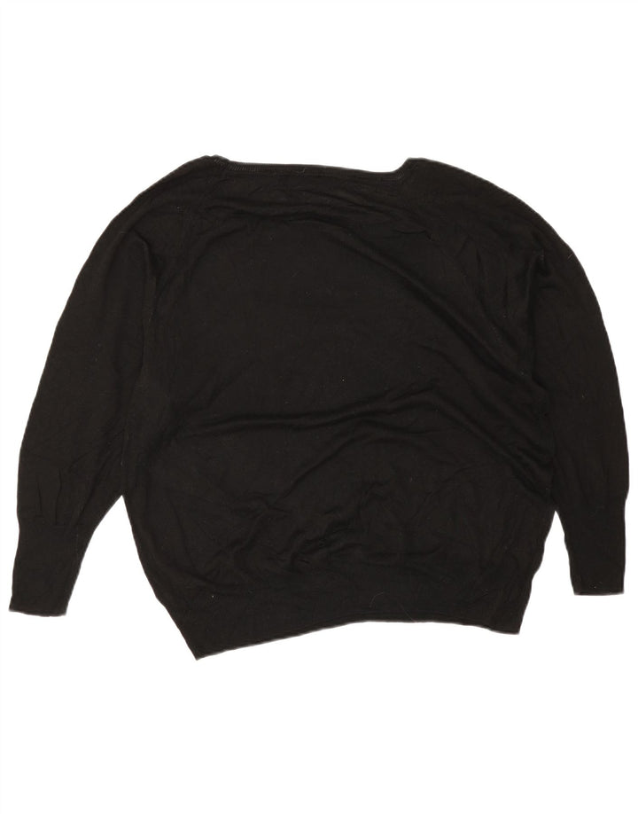 Zara Pull surdimensionné à col bateau pour femme UK 14 Noir moyen
