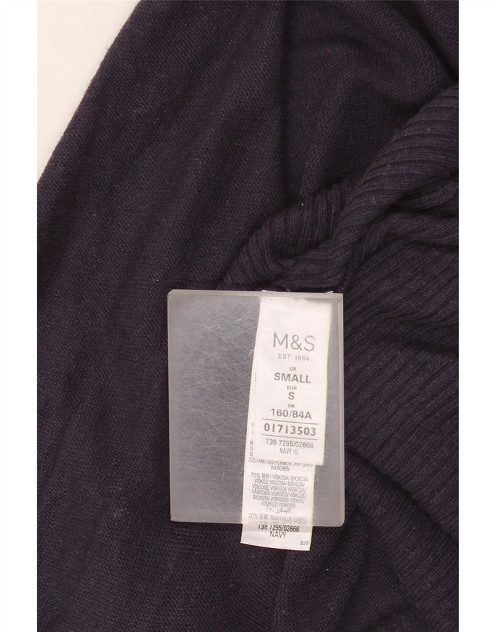 MARKS & SPENCER Pull cardigan long pour femme UK 10 Small Bleu marine