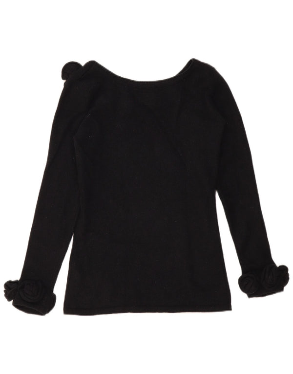 Alba Moda Pull col bateau pour femme UK 10 Petite laine vierge noire