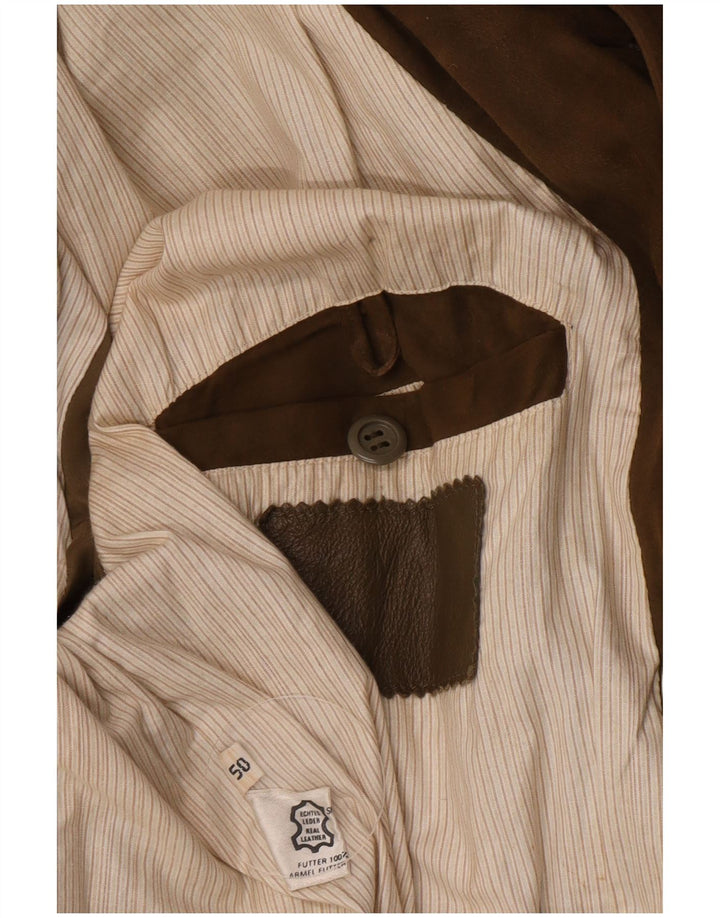 vintage Mens Suede Bomber Jacket EU 50 Grand Cuir Kaki