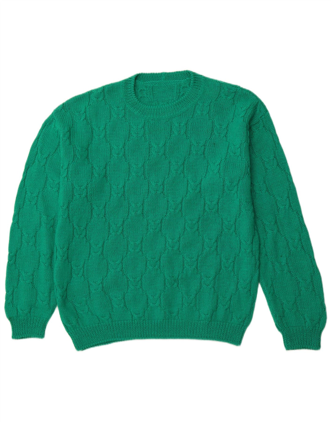 VINTAGE Pull col rond homme XL vert