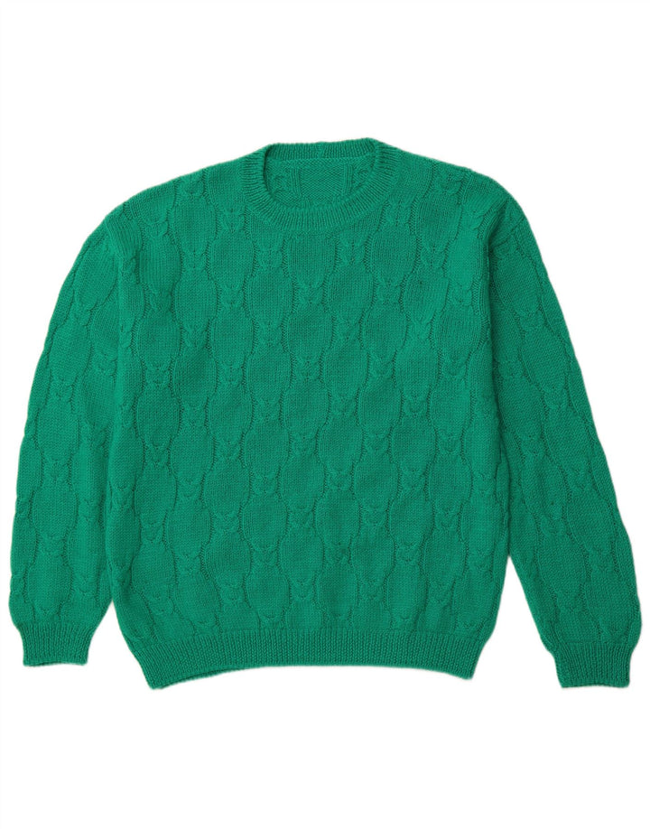 VINTAGE Pull col rond homme XL vert