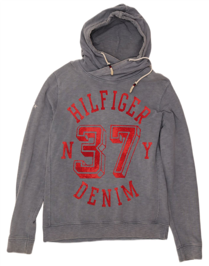 TOMMY HILFIGER Pull à Capuche Graphique Homme XL Bleu Coton