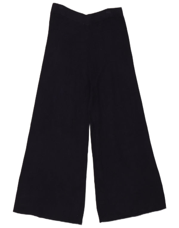 Zara Pantalon décontracté taille haute à jambe large pour femme Petit W26 L26 Bleu marine