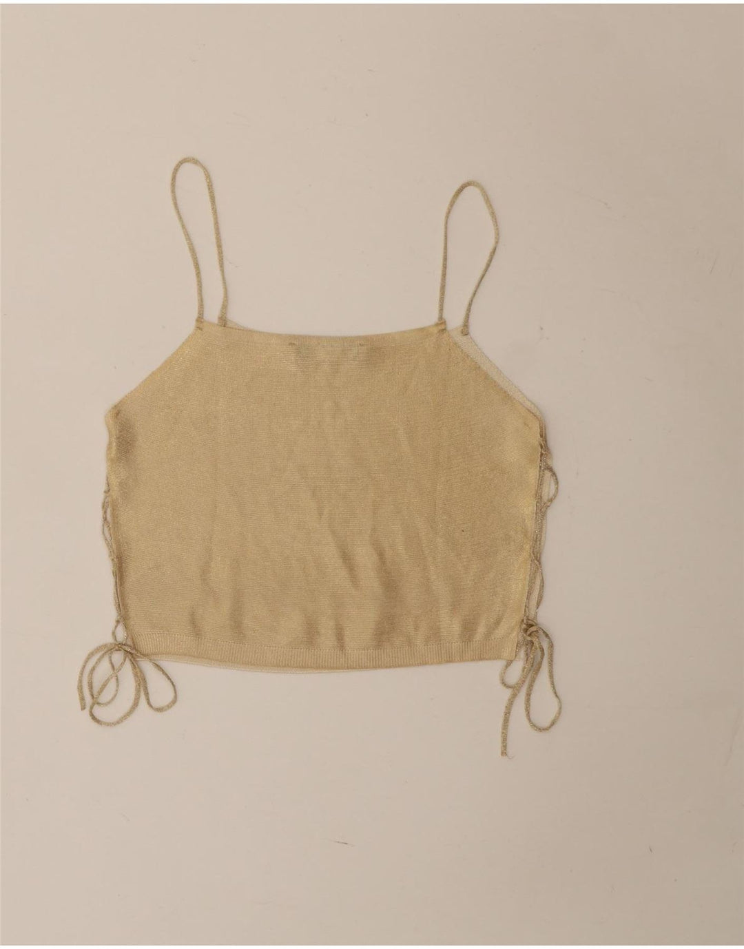 Zara Womens Crop Cami Top UK 12 Beige Moyen
