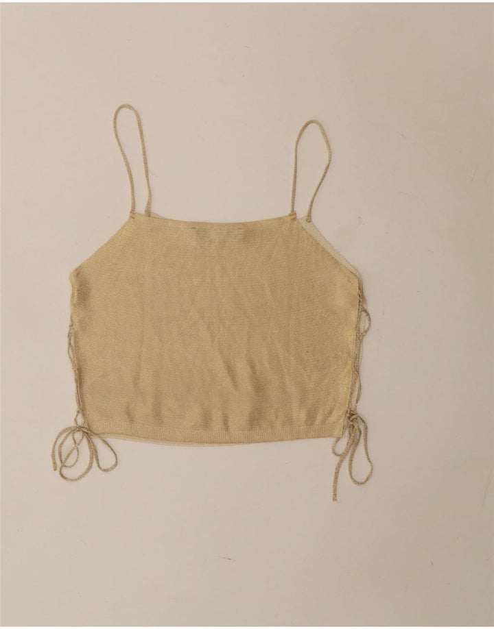 Zara Womens Crop Cami Top UK 12 Beige Moyen