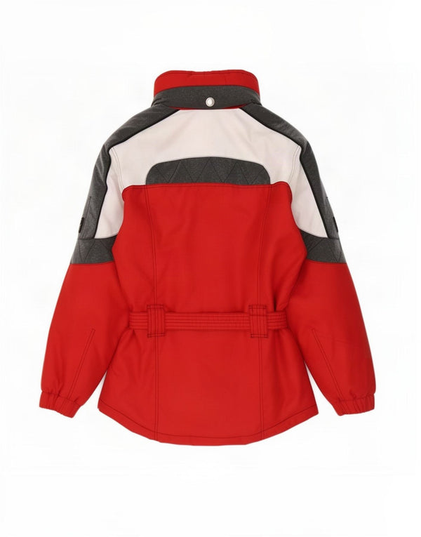 Sorry Veste de ski à capuche pour femme UK 14 Large Rouge Colourblock