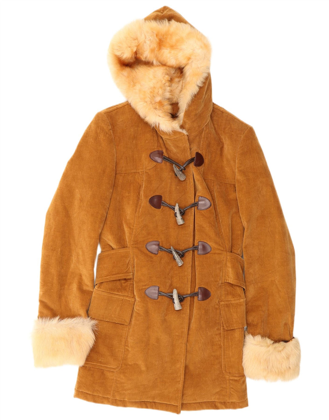 Dolce & Gabbana Duffle-coat à capuche en velours côtelé pour femme IT 42 Marron moyen